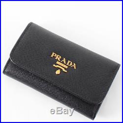 PRADA Saffiano Key Case Holder 1PG-222-QWA-F0002 Nero Black Calf leather Logo