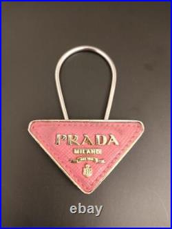 PRADA Saffiano Leather Key Ring Pink