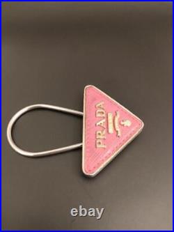 PRADA Saffiano Leather Key Ring Pink