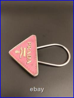 PRADA Saffiano Leather Key Ring Pink