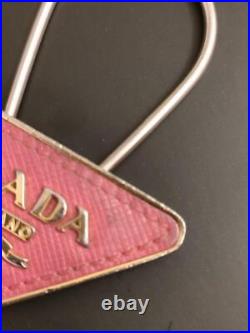 PRADA Saffiano Leather Key Ring Pink