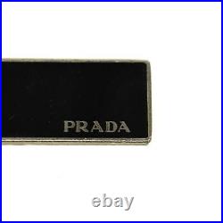 PRADA Silver Metal & Black Enamel Logo Key Ring/Chain