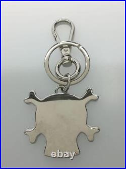 PRADA Skull Motif Silver Black Key Chain Keyring Bag Purse Charm Metal L10.3cm