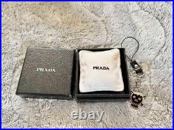 PRADA Skull Motif Silver Black Key Chain Keyring Bag Purse Charm Metal from JP