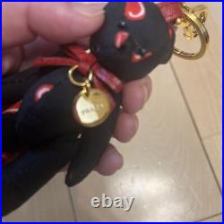 PRADA Teddy Bear Key chain Bag charm BLACK Heart Unused with boxed warranty card