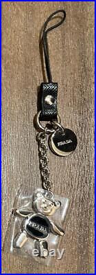 PRADA Teddy bear Starp Key Ring Key Chain Black x Silver with boxed Unused