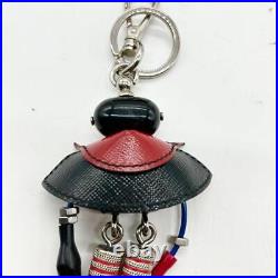 PRADA Vampire Robot Vlad Trick Key Ring Key Chain Bag Charm Leather Black withBox