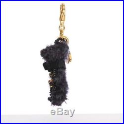 PRADA black embellished mini bear gold hardware GHW keyring bag charm keychain