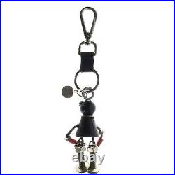 PRADA key ring Robot Charm Chain Charms Saffiano Retro Vintage Black