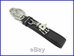PRADA key ring with a key chain robot charm black black × silver leather 130