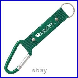 Personalized Strap Happy Carabiner Keychain Printed with your logo/Text -100 QTY