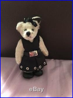 Prada Bear in Black Dress Silver Hole Bow Key chain / Key Ring / Bag Charm