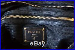 Prada Black Leather Large Bag with Keychain 100% Authentic