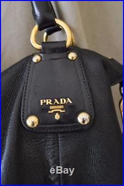 Prada Black Leather Large Bag with Keychain 100% Authentic Retail +$3000