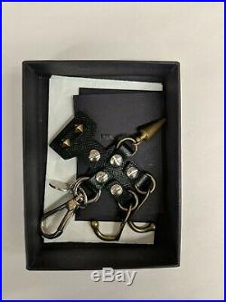 Prada Black Leather Metal robot bag charm key chain
