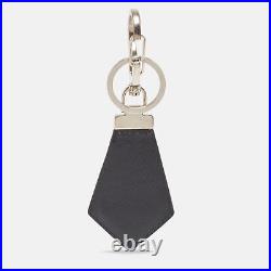 Prada Black Leather Triangle Logo Key Chain