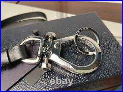 Prada Black Leather and Silver-toned metal Key Ring Key Chain 2PP115