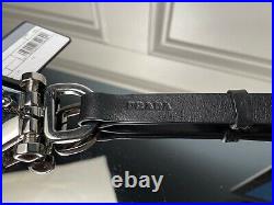Prada Black Leather and Silver-toned metal Key Ring Key Chain 2PP115