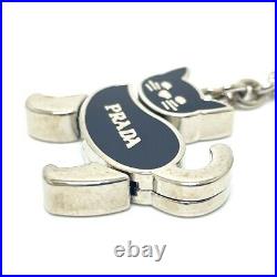 Prada Cat Motif Silver/Black Key Ring Keychain Bag Charm Telephone Strap