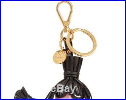 Prada'Jasmine' Pink Black & Gold Leather Keychain Key Ring Charm Keyring Chain