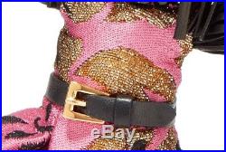 Prada'Jasmine' Pink Black & Gold Leather Keychain Key Ring Charm Keyring Chain