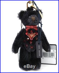 Prada Key Chain Teddy Bear Charm Black Mohair NWT