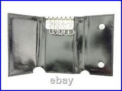 Prada Key case Key holder Blue Black Silver Nylon Authentic Used T9144