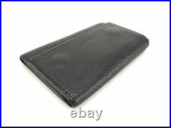 Prada Key case Key holder Logo Black Silver leather Mens Authentic Used F1388