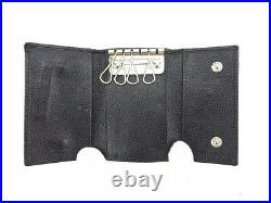 Prada Key holder Key case Logo Black Silver Woman Authentic Used C2173