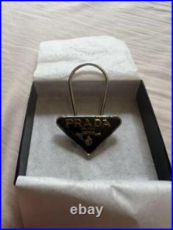 Prada Keychain Triangle Logo Black with Box