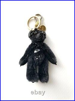 Prada Keyring Bag Charm Key Holder Bear Gold Black Logo Authentic