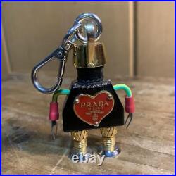 Prada Keyring Robot Ear Shaped Robot Heart Logo Thumbscrew Bag Charm Key Chain
