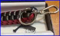 Prada Leather Key Chain Braided-Black & Red- New in Box