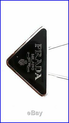 Prada Portachiavi Smalto Black Enameled Metal Triangle Logo Key Ring 2PS395