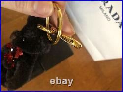 Prada Red Swarovski Crystal Bear Charm Key Ring Key Chain Bag Charm