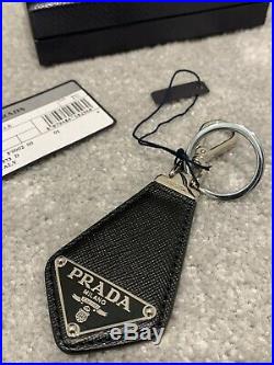 Prada Saffiano Leather Logo Black KeyRing Metal KeyHolder Sold Out
