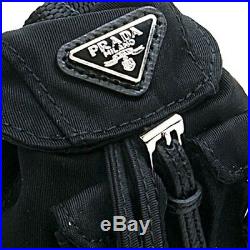 Prada Steel key ring with black nylon iconic prada backpack key chain 1TT010