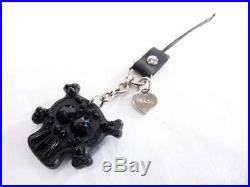 Prada Strap Key Ring Strap Charm Skull Black Authentic Rare FS Gift