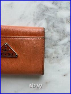 Prada Tessuto 6 Key Holder Orange Leather Interior Italy Key Chain