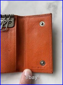 Prada Tessuto 6 Key Holder Orange Leather Interior Italy Key Chain