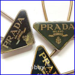 Prada Triangle Logo Keyring Key Holder Black Yellow Silver Lots of 6 Authentic