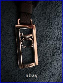 Prada Two Tone Letter Move Metal Key Chain JC New With Tag And Box