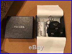 Prada Vela Black Nylon Backpack Shaped Handbag Charm Key Chain New Box Card $280