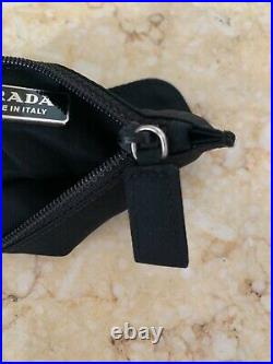 Prada black nylon coin wallet key chain
