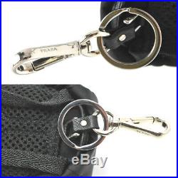 Prada fabric key trick key chain unisex nylon × leather black 2TT061 PRADA2155