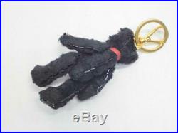 Prada teddy bear key chain charm heart logo plate black color used