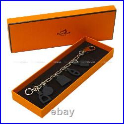 Pre-loved HERMES Key chain Amulettes 5 Noir (Black) Veau Barenia Silver pl