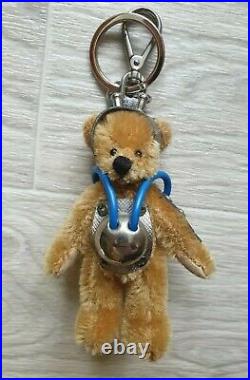 RARE Auth Prada Keyring Bag Charm Key Holder Astronaut Bear Teddy Soffiano