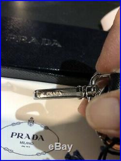 RARE Authentic PRADA Black Saffiano Leather Key Chain Ring Strap