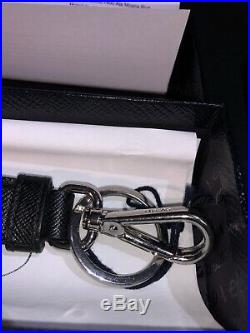 RARE Authentic PRADA Black Saffiano Leather Key Chain Ring Strap